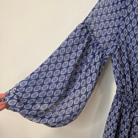 Misa Los Angeles Women's Amata Dress Maxi Blue Pattern Small Sheer A Line - Picture 10 of 10